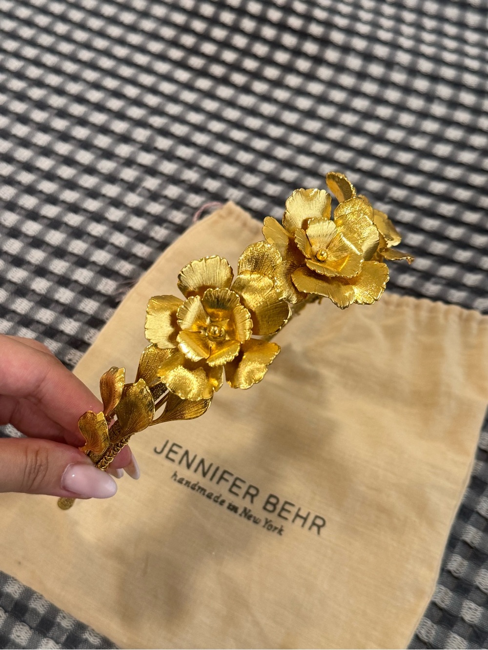 Jennifer Behr Gold Floral Crown Headband